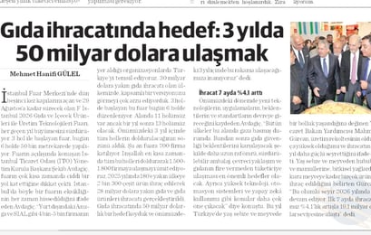 Gıda ihracatında hedef: 3 yılda 50 milyar dolara ulaşmak