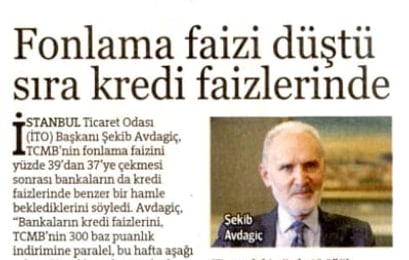 Fonlama faizi düştü sıra kredi faizlerinde