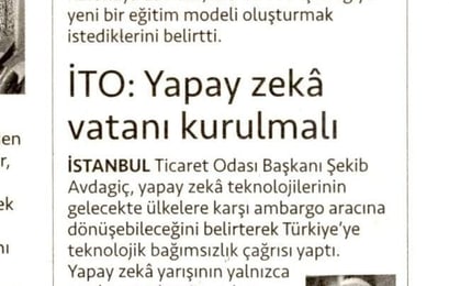 İTO: Yapay zeka vatanı kurulmalı